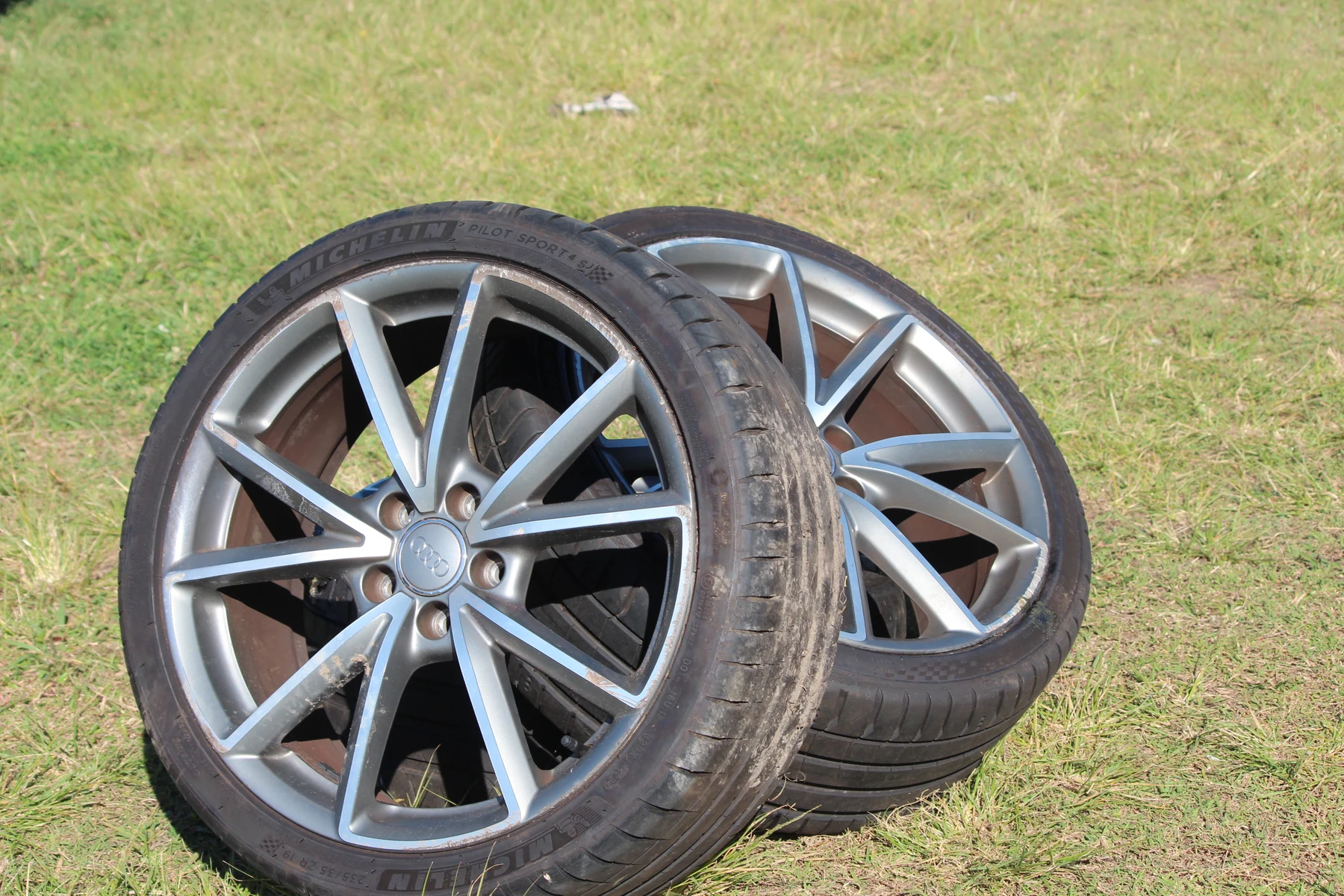 Audi alloy wheels and tyres photographed for sale